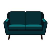 a dark green couch on a white background vector