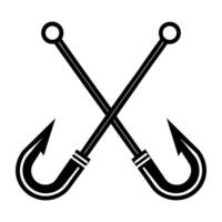 two fishing hooks with two hooks on each side vector