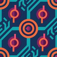 a pattern with orange and blue circles on it vector