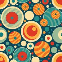 retro seamless pattern with circles and dots vector