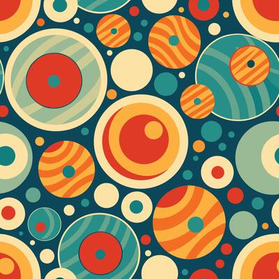 retro seamless pattern with circles and dots