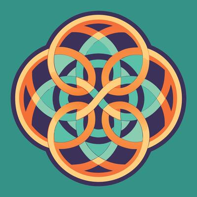a Celtic knot design on a green background