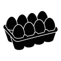 eggs in a box icon in black and white vector