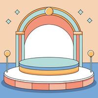 an illustration of a stage with a round arch vector