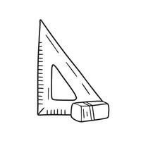 An eraser with marks sitting beside a triangle ruler vector