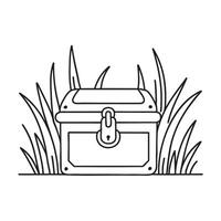 Tall grass hiding a treasure with only the handle visible vector