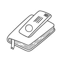 A boarding pass tucked in a book, slightly poking out vector