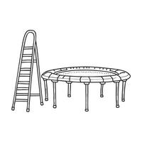 A trampoline lying beside a foldable step ladder vector
