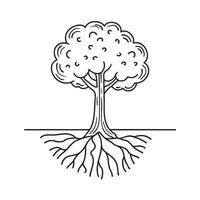 A tree with some of its roots above ground vector