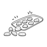 A tray with cookies spilling to the floor vector