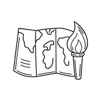 A torch lying near an ancient map vector