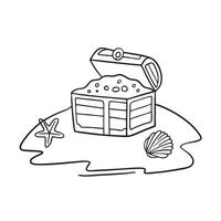 A treasure placed on the beach sand with shells close by vector