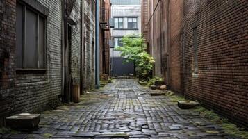 alleyway gray bricks photo