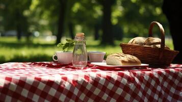 park red and white table cloth photo