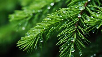 dewdrops cedar leaf photo