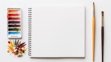 flatlay notebook on white photo
