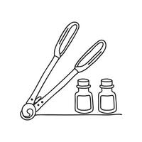 Tongs beside a set of spices on the counter vector
