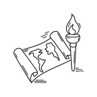 A torch lying near a map vector