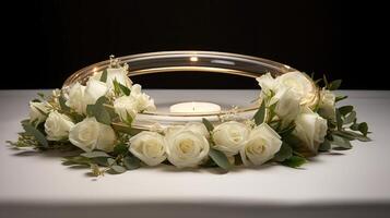 table circle gold frame photo