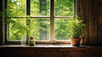 cozy window with trees photo