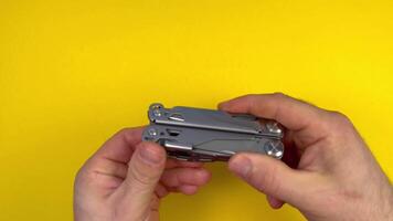 Lviv Ukraine 01.04.25 Showcasing a versatile multi tool in action video