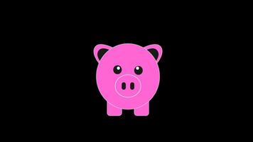 Cute piggy bank with percent sign and plus symbol. Concept of saving, interest growth, banking and financial planning. Transparent background video