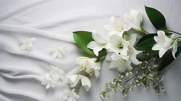 snowdrops spring flowers flat lay photo