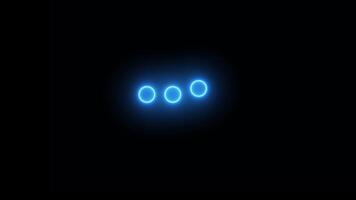 Neon Loading dots slowly animation isolated on black background video