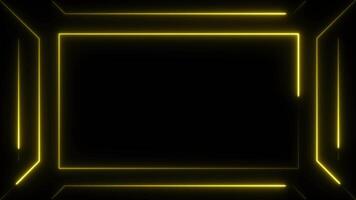 Glowing neon border with moving lines animation isolated on black background video