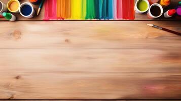 workspace wooden table background photo
