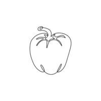 Paprika in continuous line drawing style. Bell peppers Black linear sketch isolated on white background vector