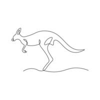 Kangaroo jumping in continuous line art drawing style. Minimalist black linear sketch of animal isolated on white background vector