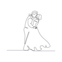 Couple kissing in continuous line drawing style. Sketch of romantic couple in minimalist black lines isolated on white background. vector