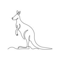 Cute kangaroo standing in continuous line art drawing style. Minimalist black linear sketch of animal isolated on white background. vector