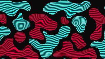 Abstract liquid striped shapes red and cyan wavy flowing animation video