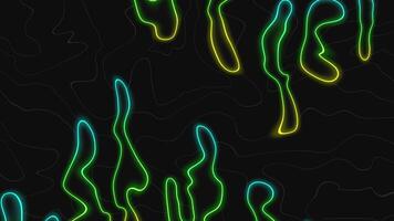 Glowing neon abstract liquid gradient shapes flowing seamless loop dark background video