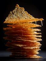 A Delicious Stack of Crispy Honeycomb-like Biscuits Drizzled with Golden Syrup. photo