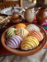 Colorful Mexican Piloncillo Sweets on Rustic Table Setting. photo