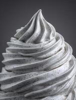 Close Up of Swirled Creamy Dessert with Specks. A Detailed Image of Luxurious, Textured Frozen Treat. photo