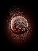 Chocolate Disc with Sesame Seeds in a Splash. A delicious image perfect for food packaging or culinary websites. photo