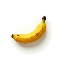 Single Banana Close-up on White Background - Ripe and Ready to Eat photo