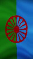 Romani People Waving Flag in Vertical Orientation. Realistic Flag Animation. Seamless Loop Background. video