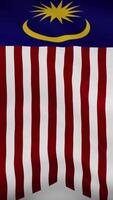Malaysia Waving Flag in Vertical Orientation. Realistic Flag Animation. Seamless Loop Background. video