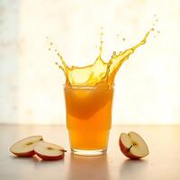 Juice Splashing in Glass with Apple Slices Still Life photo