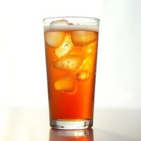 Refreshing Cold Drink with Ice Cubes in Clear Glass photo