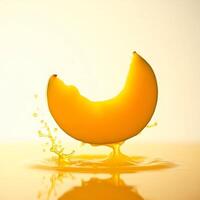 Peach Slice Splashing Juice in Golden Light Still Life photo