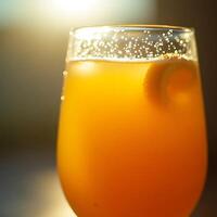 Orange Drink with Fizz and Citrus Slice Refreshing Summer Beverage photo