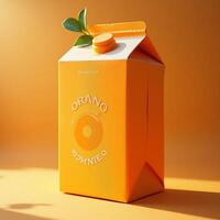 Juice Carton Still Life in Studio with Orange Hue and Green Leaves photo