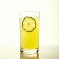Refreshing Citrus Drink with Slice in Glass on White Background photo
