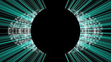 Abstract Digital Animation Expanding Teal Lines and White Circles on Black Background - Futuristic Tech Data Flow Visuals video